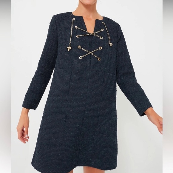 Tuckernuck Tweed Kelly Dress-Women L-Navy Blue-NEW-Classic-Preppy-Mature-Holiday - Picture 2 of 12